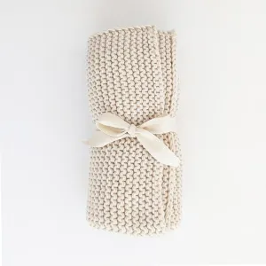 Natural Garter Stitch Knit Blanket
