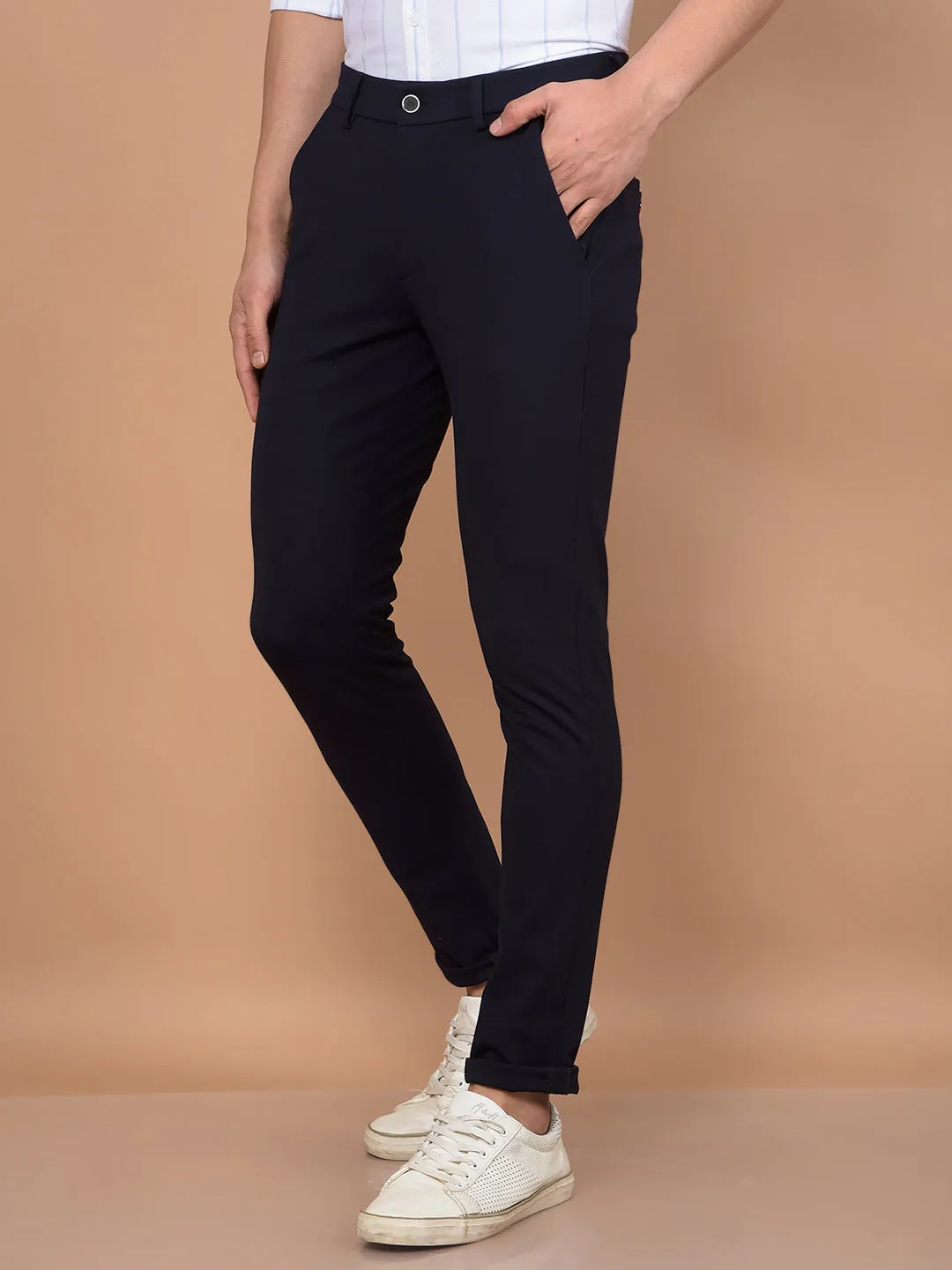 Navy Blue Knitted Trousers