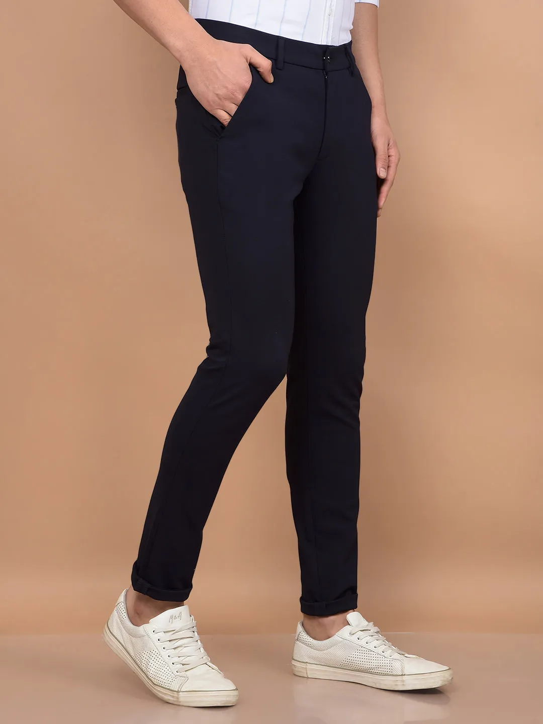 Navy Blue Knitted Trousers