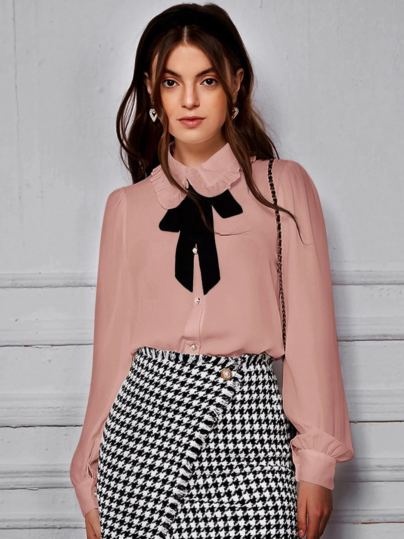 Peter-pan Collar Puff Sleeve Blouse