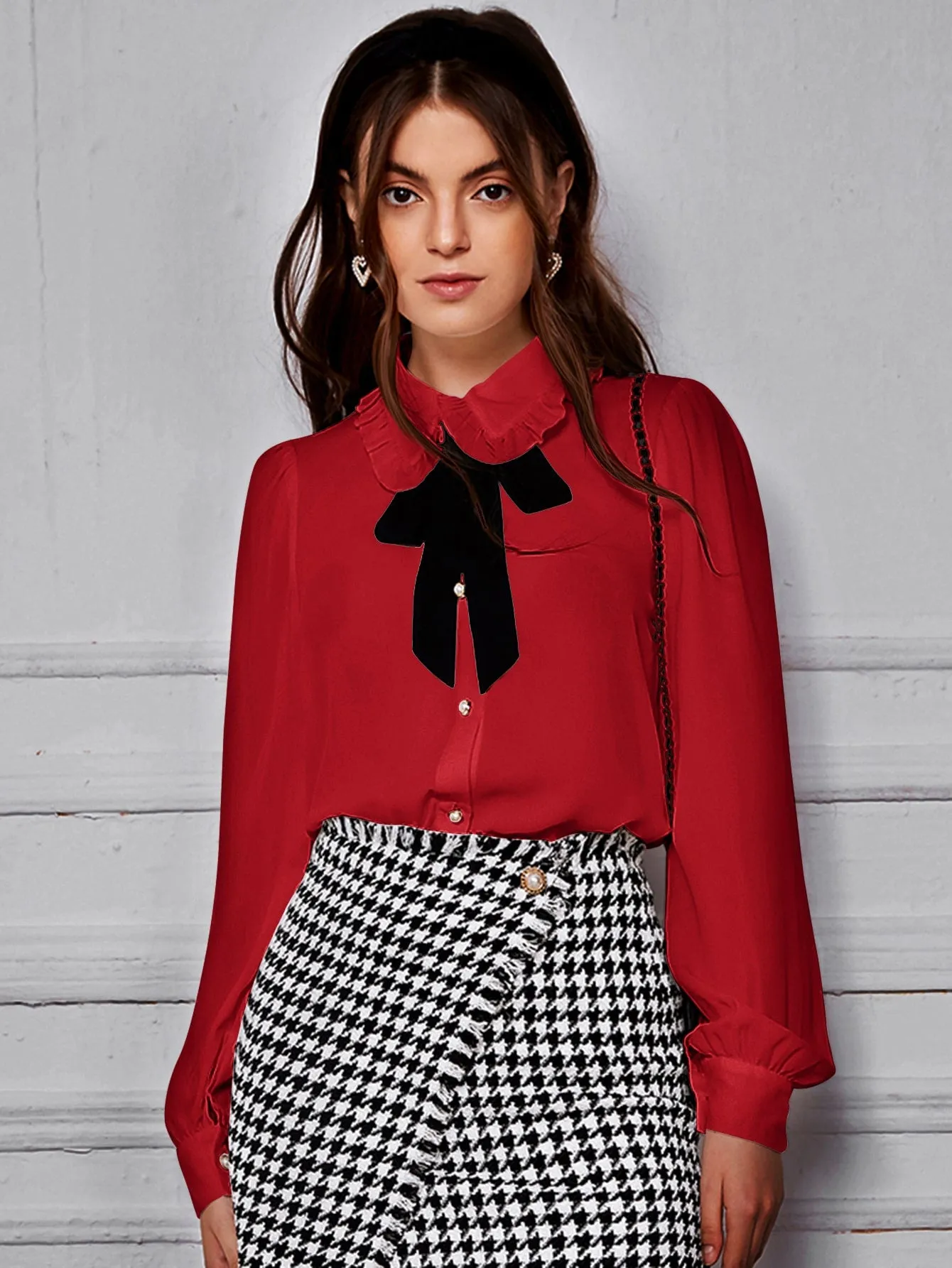 Peter-pan Collar Puff Sleeve Blouse