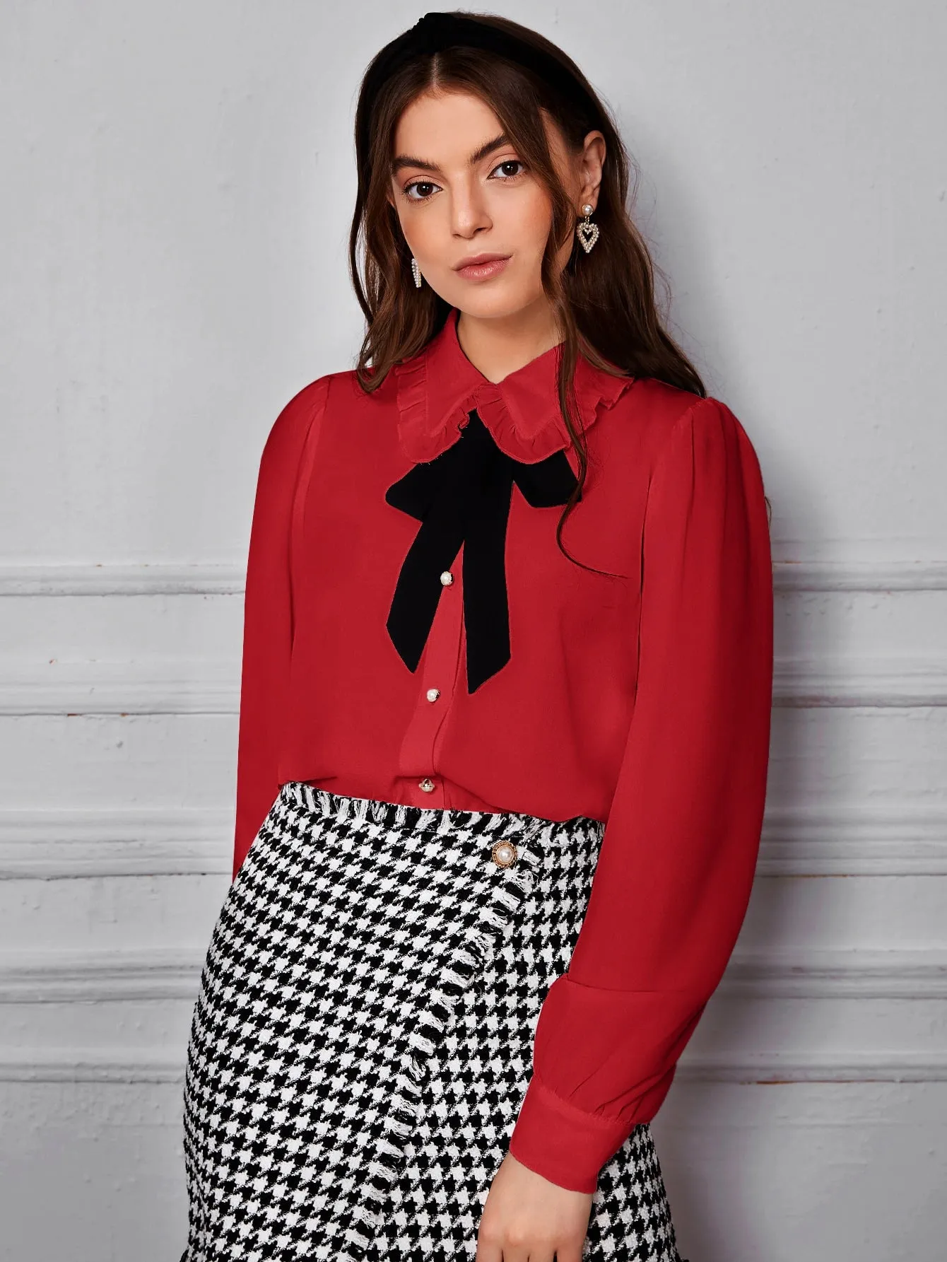 Peter-pan Collar Puff Sleeve Blouse