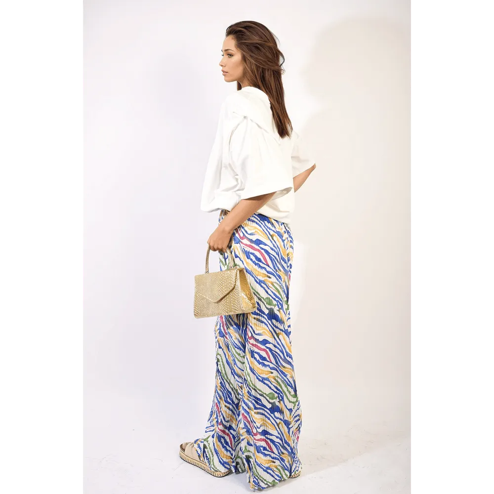 Pleated Wide Leg And Elastic Waist Trousers