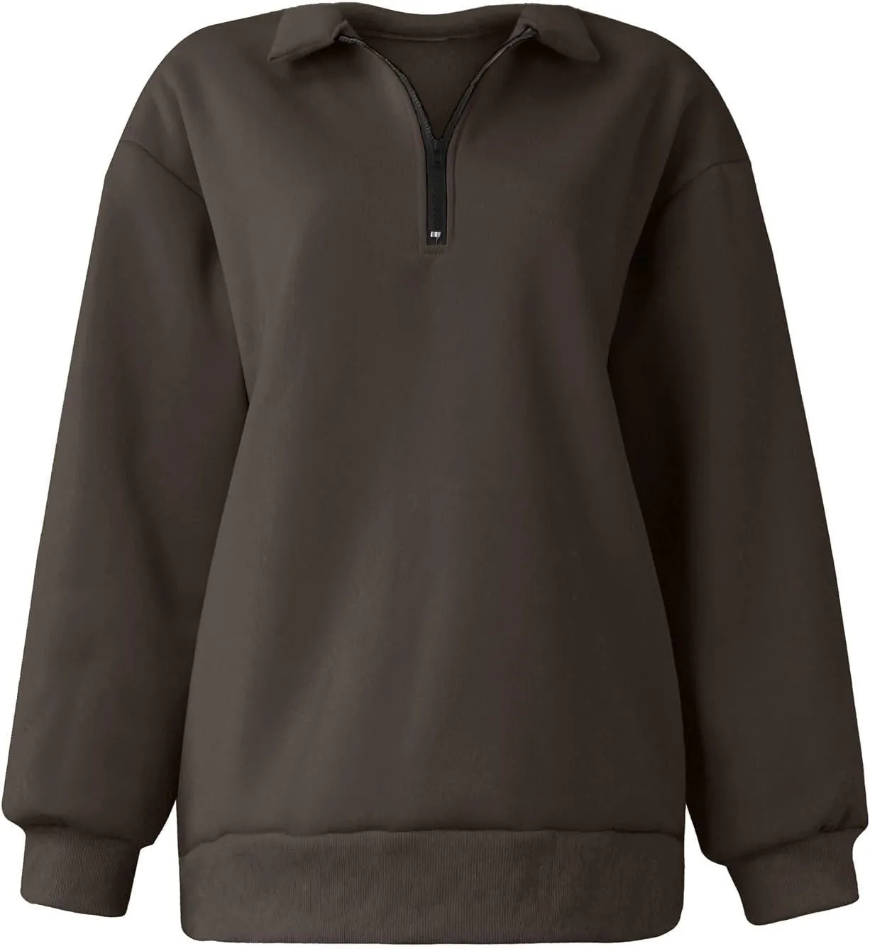 Quarter Zip Sweatshirt Women Oversized Zip Up Hoodie 1/4 Zip Fleece Pullover Long Sleeve Sweater Preppy Sweatshirts