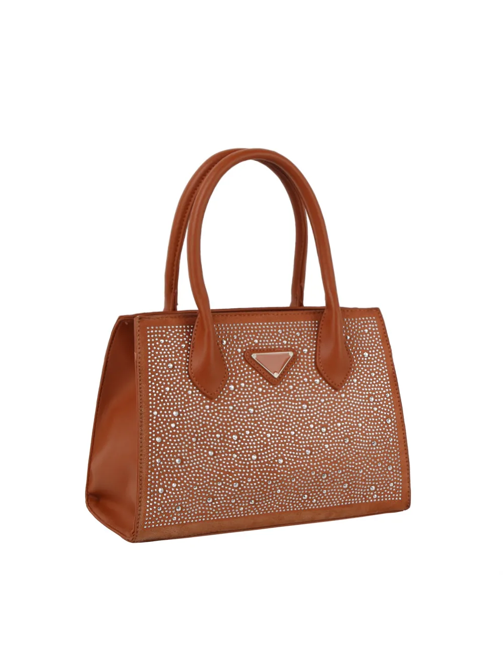 Rhinestone studded structured evening bag