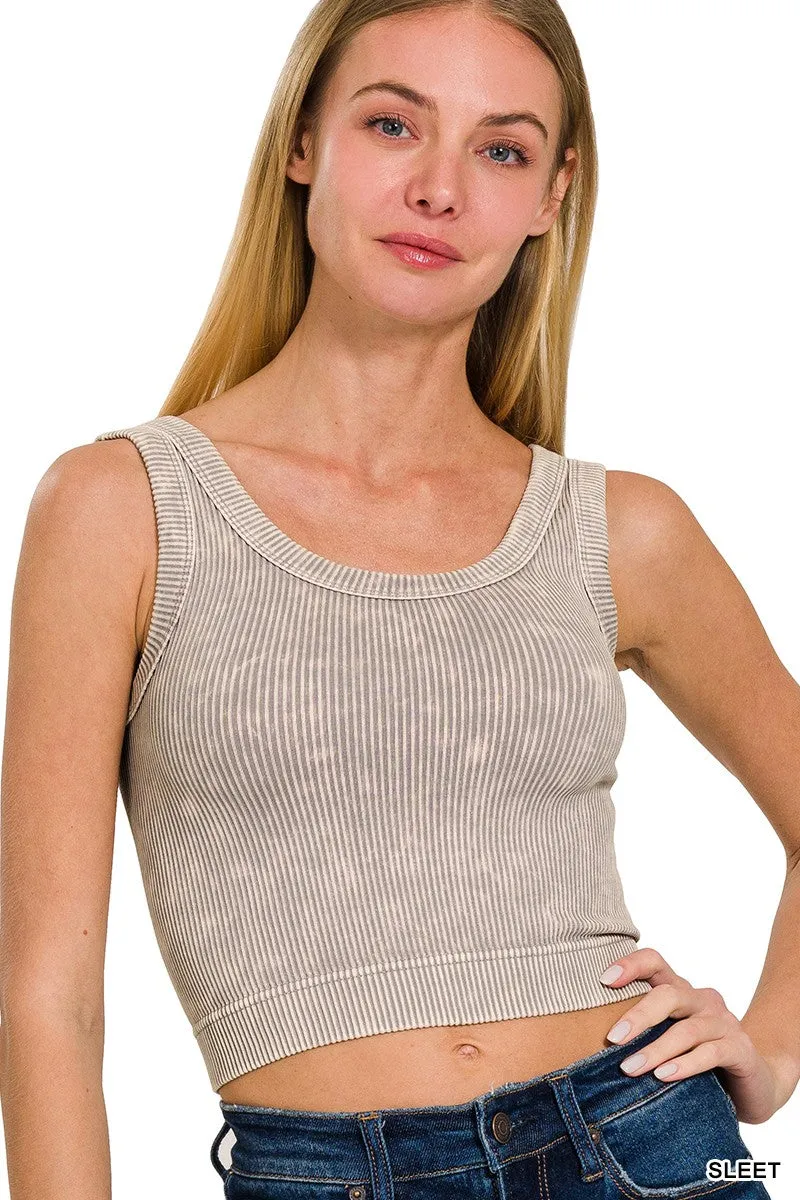 Stone Washed Ribbed Seamless Tank Top*