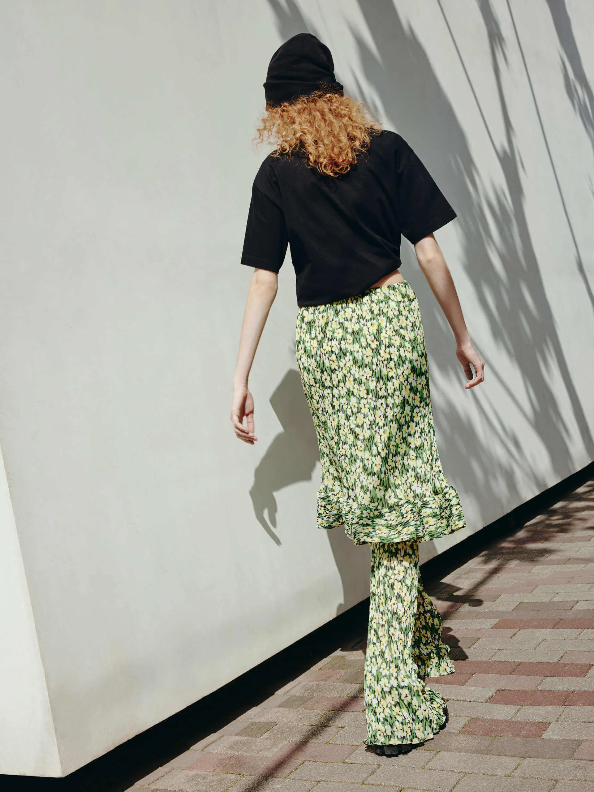 Structured Floral Print Skirt