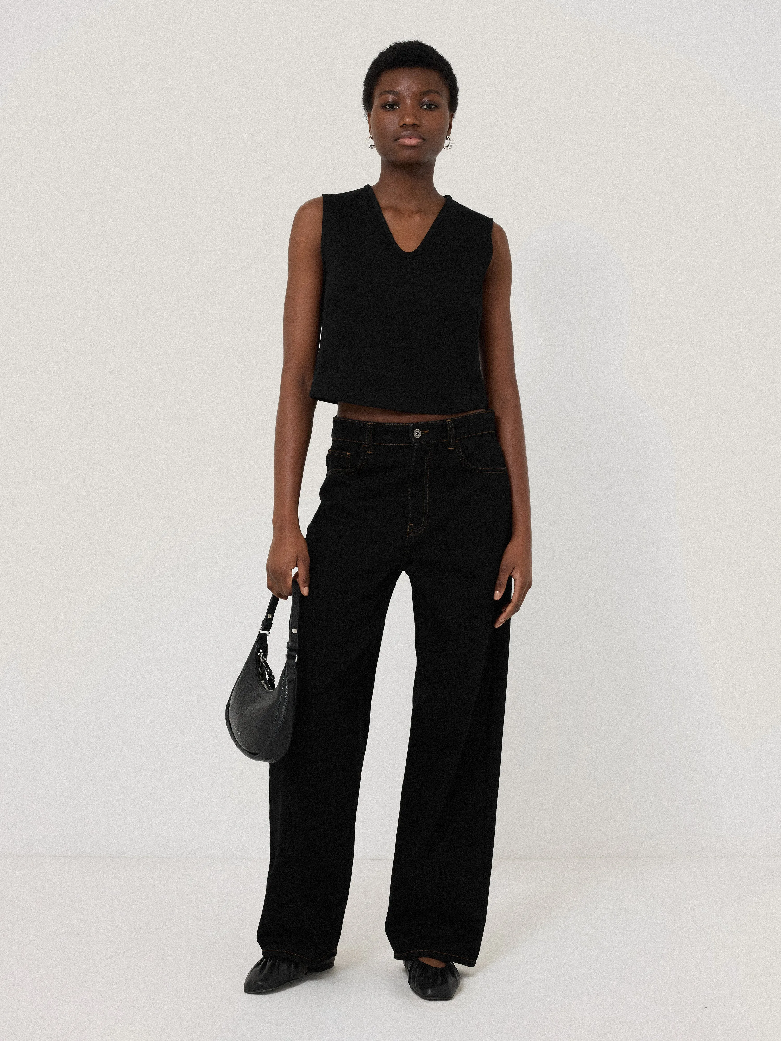 Structured Jersey Top | Black
