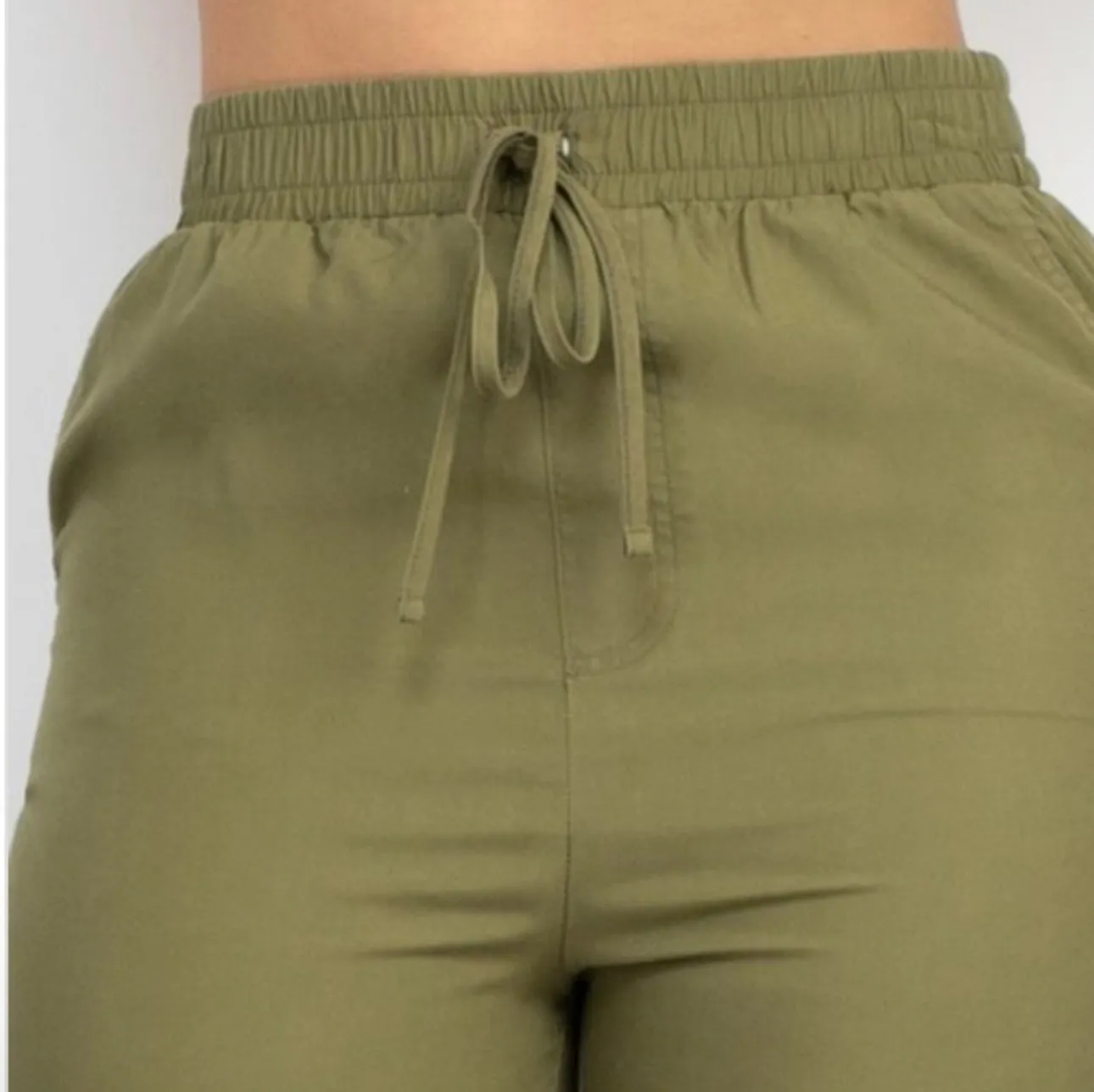 Stylish Babe Olive Green High-Waisted Jogger Pants for Women  Casual & Chic Drawstring Pants
