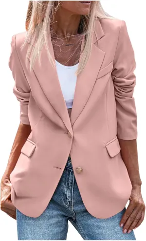 Womens Blazer Single Breasted Open Front Jacket Long Sleeve Lapel Collar Casual Blazers Work Office Suit Outerwear
