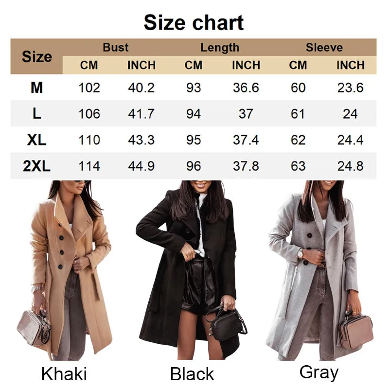 Women’s Elegant Woolen Trench Coat