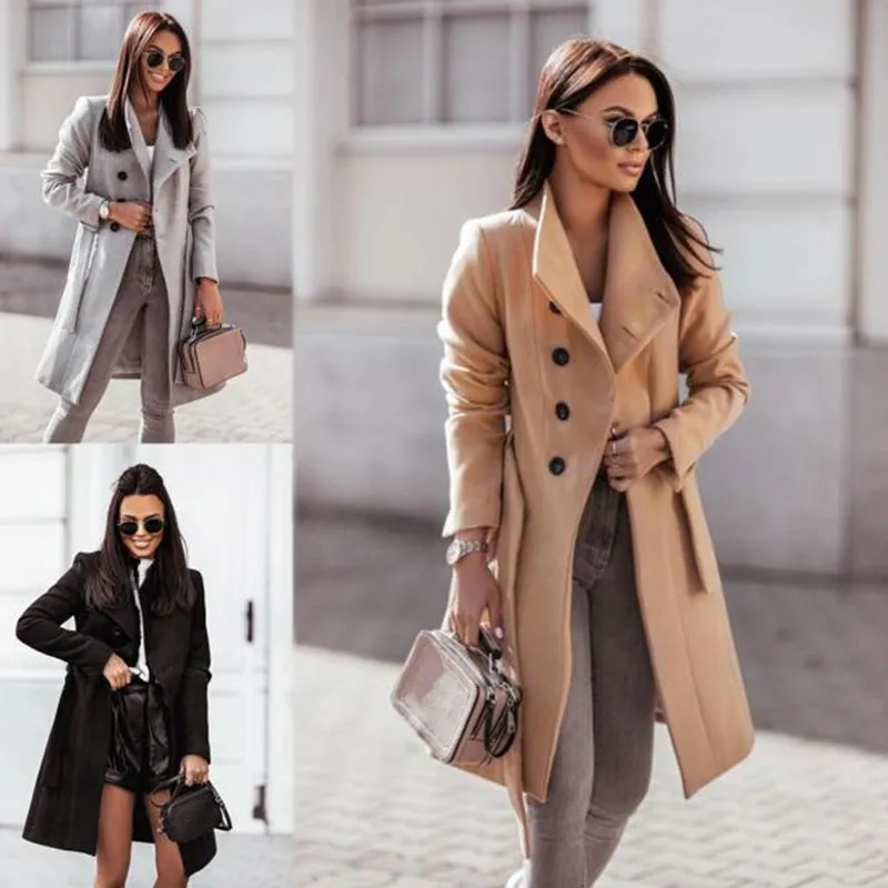 Women’s Elegant Woolen Trench Coat