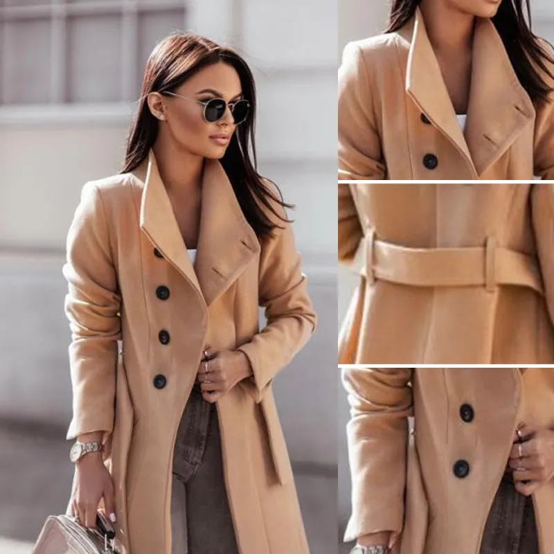 Women’s Elegant Woolen Trench Coat