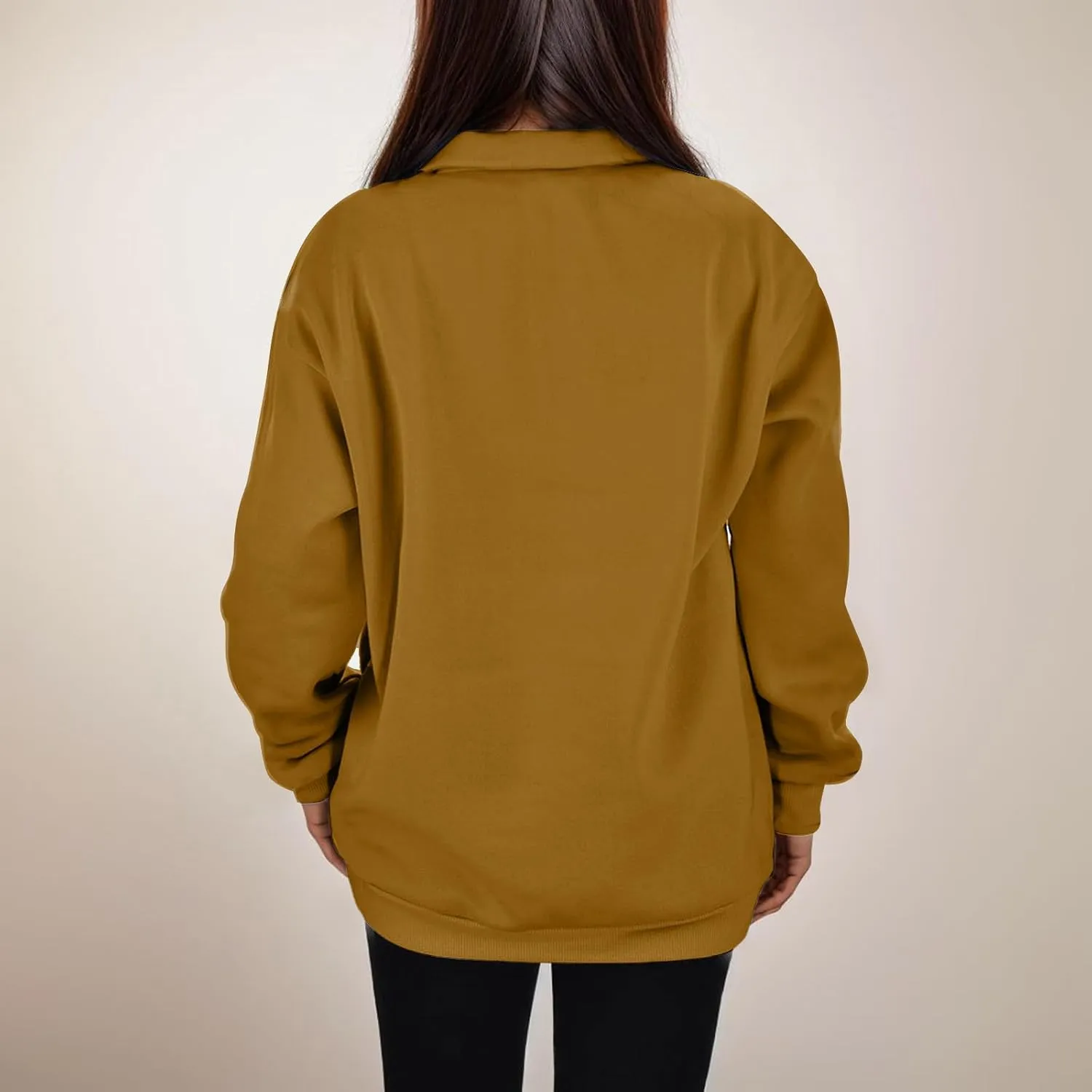 Womens Half Zip Sweatshirts Oversized Plain Trendy Long Sleeve Quarter Zip Pullover Hoodies 2024 Fall Outfits