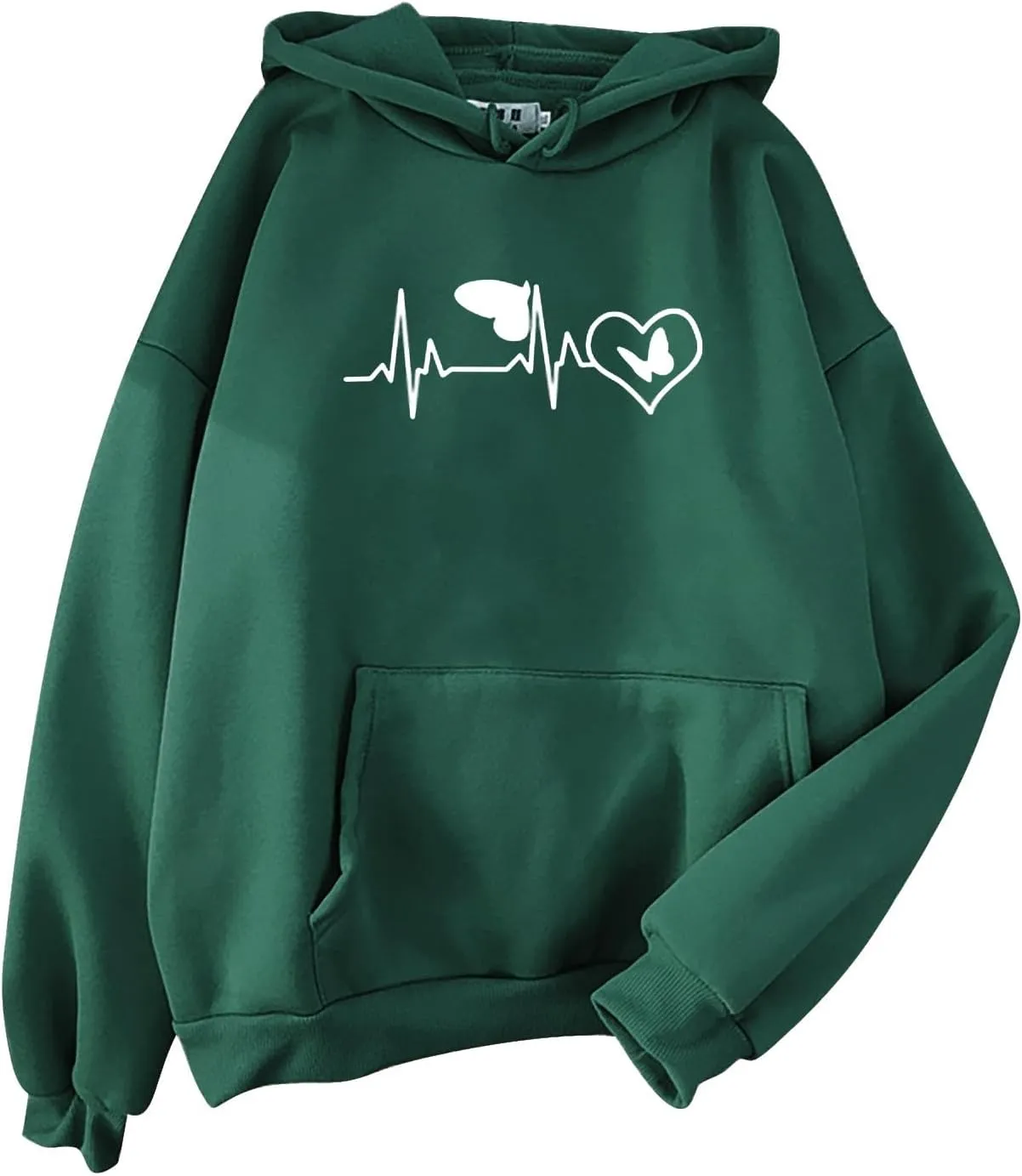 Women's Hoodies Pullover Cute Heart Sweatshirts Long Sleeve Tops with Pockets Loose Hooded Oversized Outerwear