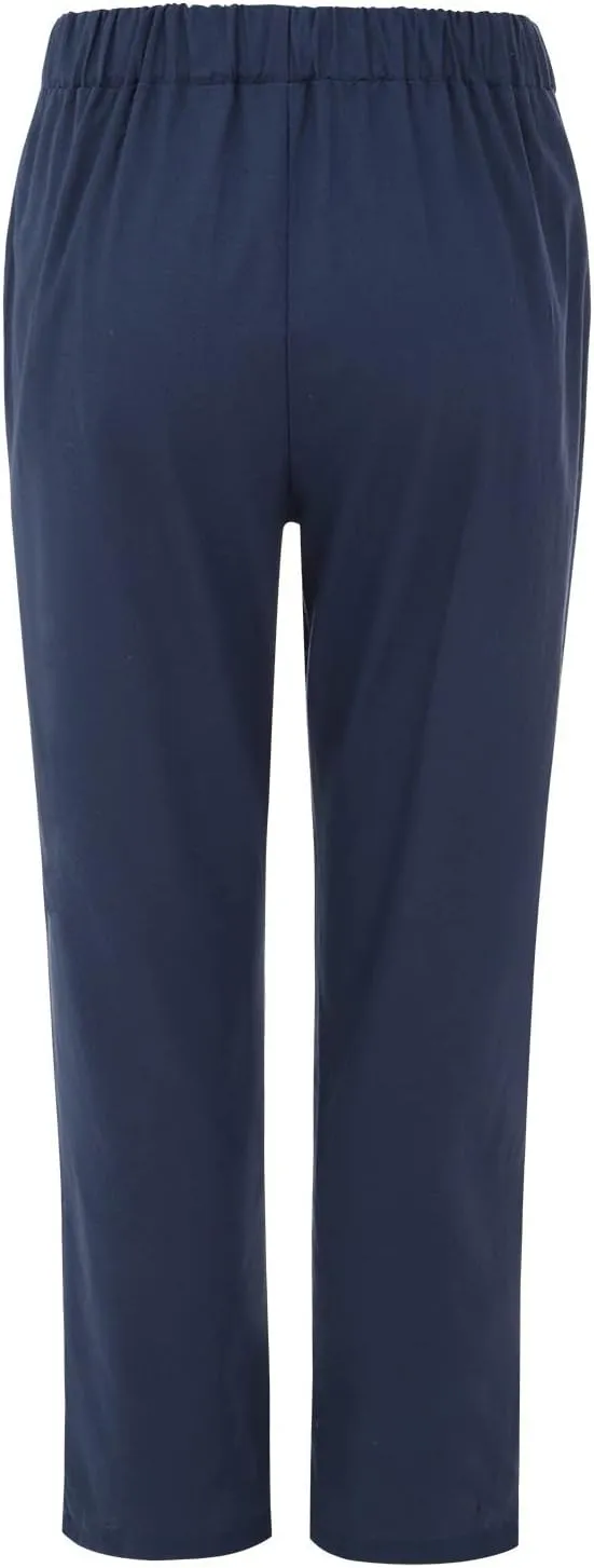 Women's Linen Summer Y2K Streetwear Pants High Waist Baggy Stretchy Loose Fit Pants Trendy